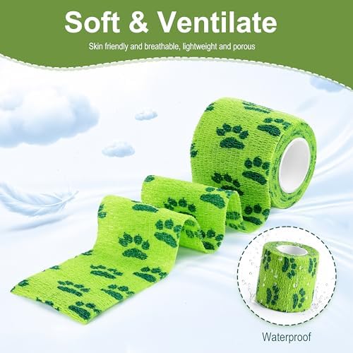 Vet Wrap Cohesive Bandages, Self-Adhesive Bandage Wrap, Breathable Non-Woven Self Adherent Tape for Pet Dog Leg Paw Wound, Horse, Cat, First Aid & Ankle Sprain, 2 Inch (6 Rolls)