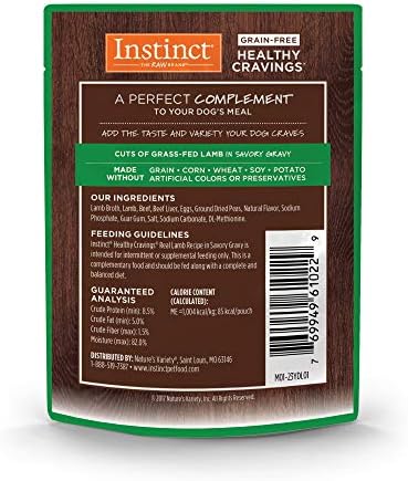 Instinct Healthy Cravings Wet Dog Toppers, Lamb, 3 oz Pouches (24 Count)