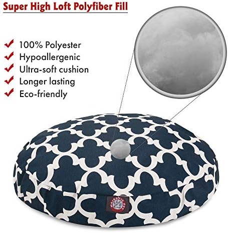 Navy Trellis Medium Round Indoor Outdoor Pet Dog Bed With Removable Washable Cover By Majestic Pet Products