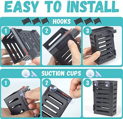 2 Pcs Aquarium Plant Holder, Fish Tank Plant Holder with Hooks and Suction Cups, Aquarium Planter Cups for Emersed Plants, Suitable for Aquatic Plant Cultivation and Water Feature Decoration.