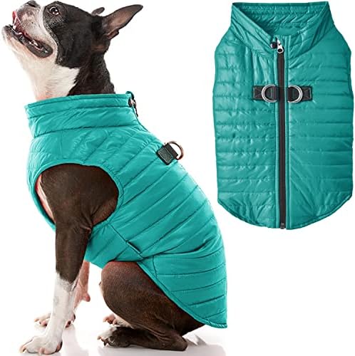 Gooby Puffer Vest Dog Jacket, Turquoise, Small