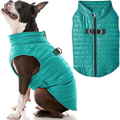 Gooby Puffer Vest Dog Jacket, Turquoise, Medium