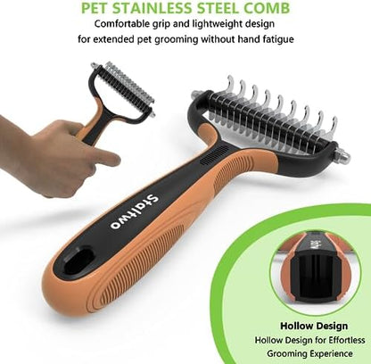 Staltwo Deshedding Dog Brush for Shedding, Undercoat Rake for Dog&Cat