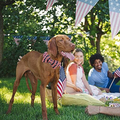 Lionheart glory American Flag Dog Collar, 4 of July Dog Bow Collar Heavy Duty Adjustable Patriotic Dog Collar with Bowtie for Small Dogs Pet Gift