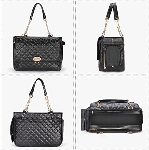 Fashion Pet Carrier Dogs Cat Small Animals Purse Bag, Leather Pet Carriers Dog Puppy Kitten Tote Travel Handbag TSA Airline-Approved