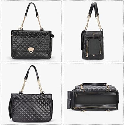 Fashion Pet Carrier Dogs Cat Small Animals Purse Bag, Leather Pet Carriers Dog Puppy Kitten Tote Travel Handbag TSA Airline-Approved