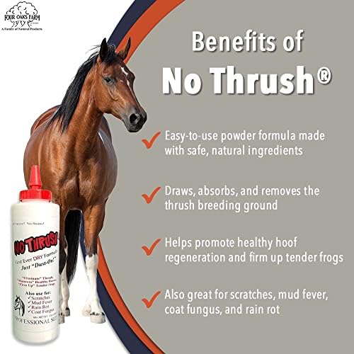 Four Oaks Farm Ventures, No Thrush Dry Powder Treatment for Horses - Wound Care, Scratches, Rain Rot, Mud Fever, Coat Fungus - All Natural Ingredients, Non-caustic, Easy to Use Powder Formula (10 oz)