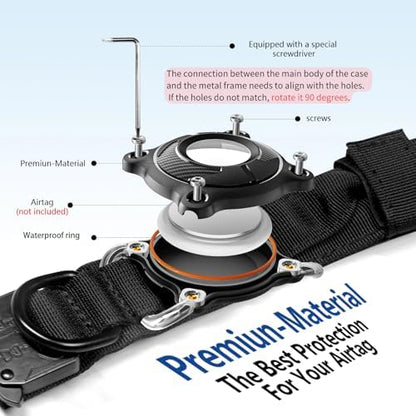 Tactical AirTag Dog Collar Waterproof with QR Code ID Tag, Military Training Dog Collar with Built-in AirTag Holder, Metal Buckle & Handle, GPS Tracking Collar for Medium to Large Dogs (Camo, L)