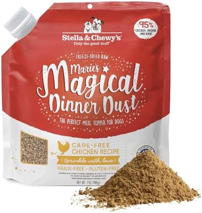 Stella & Chewy's Freeze-Dried Raw Marie's Magical Dinner Dust - Premium Chicken Dog Food Topper with Organic Fruits & Vegetables - Perfect for Picky Eaters - 7oz