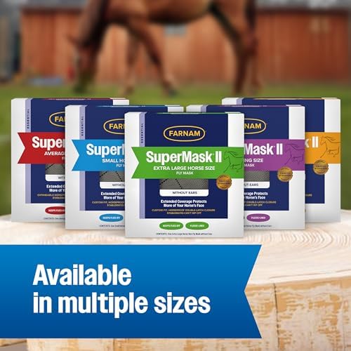 Farnam SuperMask II Horse Fly Mask Without Ears, Small Size, Color May Vary