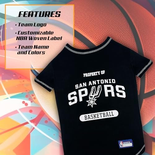 Pets First NBA Licensed Hoodies & T-shirt for Dogs & Cats, SAN Antonio Spurs, Small