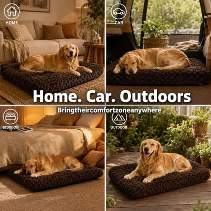 Dog Bed Large Size, Plush Washable Pet Bed Mat, Dog Crate Bed 35"x23"