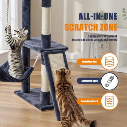 DUMOS Large 63in Cat Tree Tower with Scratching Posts, Indoor Cats Use