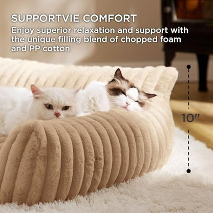 Bedsure ComfyFleece™ Shown on TV Fluffy Cat Couch for Pets,24in Sandy Beige