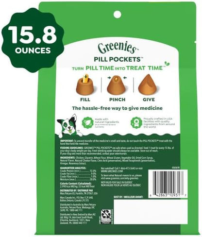 Greenies Pill Pockets for Dogs Large Size, Dog Treat Pouch for Capsule Medication, Cheese Flavor, 15.8 oz. Pouch