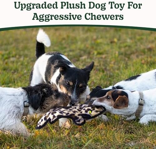 SHARLOVY No Stuffing Dog Toys Crinkle Squeaky, Long Lasting Chews for Aggressive, Durable Plush Dog Puppy Chew Toys for Teething, with 6 Tough Layers for Small Medium Large Breed-3 Pack,Medium