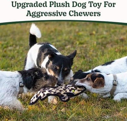SHARLOVY No Stuffing Dog Toys Crinkle Squeaky, Long Lasting Chews for Aggressive, Durable Plush Dog Puppy Chew Toys for Teething, with 6 Tough Layers for Small Medium Large Breed-3 Pack,Medium