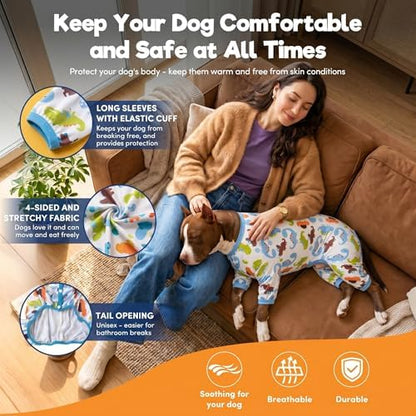 LovinPet Large Dog Pajamas, Pet Pajamas for Dogs, Dinosaur Print, 3XL