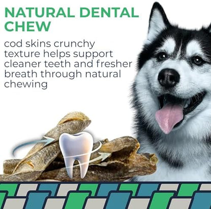 Momentum Carnivore Nutrition Tiny Cod Twists Dog Chews – Single Ingredient Icelandic Cod Skin Treats – Natural Dental Support, High-Protein Fish Chews – 3.1 oz Bag