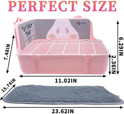 Guinea Pig Litter Box Corner Bunny Toilet Small Animal Potty Training with Dustpan Broom Chew Toys for Chinchilla Ferret Hedgehog Gerbil (10 Pcs)