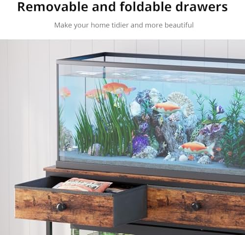 VOWNER 40 Gallon Aquarium Stand with Power Outlet & Cabinet Storage, Brown