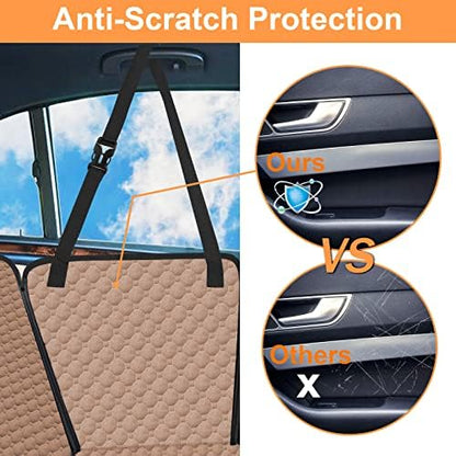 Mancro Back Seat Pet Cover for Dogs, Waterproof Dog Hammock for Car, Khaki