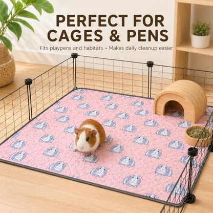 4 pcs Guinea Pig Cage Liners - Washable Guinea Pig Pee Pads, Waterproof Reusable & Anti Slip Guinea Pig Bedding Fast and Super Absorbent Pee Pad for Small Animals Rabbit Hamster Rat (4)