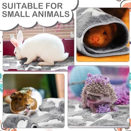 Reginary 4 Pcs Guinea Pig Fleece Cage Liners, Gray Bones, 24 x 16 Inch