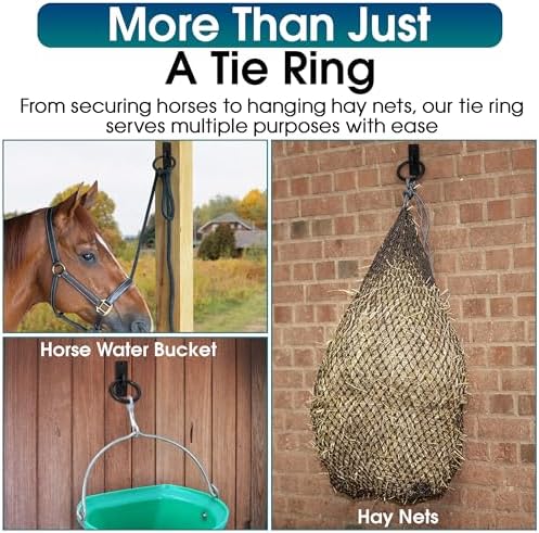 Horse Tie Ring - 2-3/8" inches Heavy-Duty Solid Steel Cross Tie Ring for Horses, Multi-Purpose Tie Down Horse Barn Supplies, Made in USA.