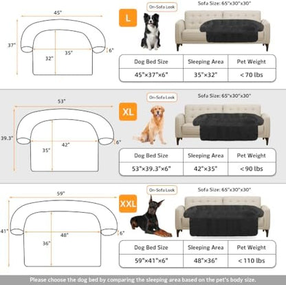 Calming Dog Bed Fluffy Plush Dog Mat for Furniture Protector with Removable Washable Cover for Large Medium Small Dogs and Cats (Extra Large(53x39.3x6), Dark Grey)