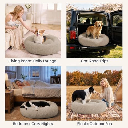 JOLLYVOGUE Washable Dog Bed Medium Size Dog, 31 Inch Donut Medium Pet Bed