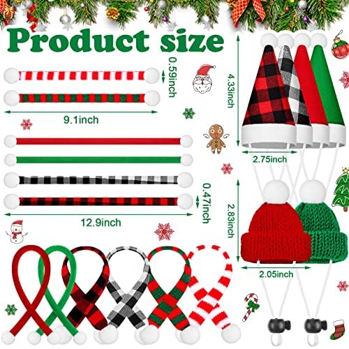 Sadnyy 12 Pcs Christmas Hat Scarf Set for Guinea Pig Hamster Rabbit