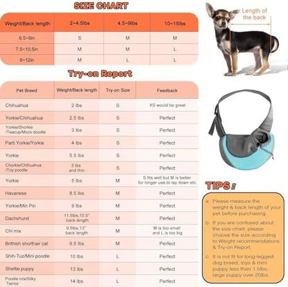 YUDODO Pet Sling Carrier for 10-15 lbs Small Dogs Puppy Crossbody Carrier