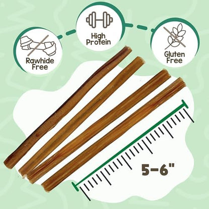 Nature Gnaws Small Bully Sticks 5-6" Rawhide Free Dog Chews, 25 Count