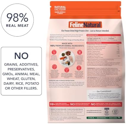 Feline Natural - High Protein Freeze Dried Dry Cat Food with 98% Meat