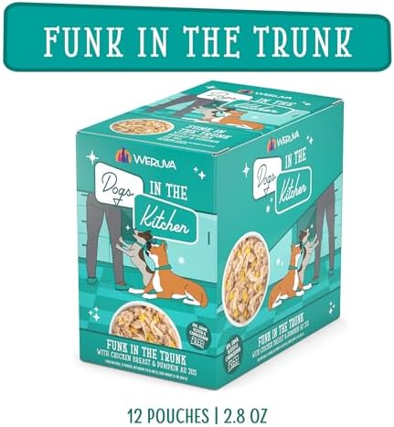 Weruva Dogs in The Kitchen, Funk in The Trunk with Chicken Breast & Pumpkin Au Jus Dog Food, 2.8Oz Pouch (Pack of 12)