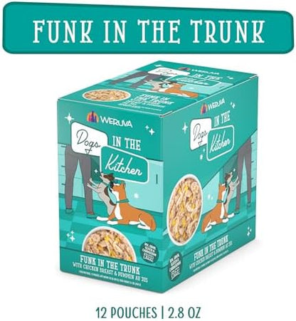 Weruva Dogs in The Kitchen, Funk in The Trunk with Chicken Breast & Pumpkin Au Jus Dog Food, 2.8Oz Pouch (Pack of 12)