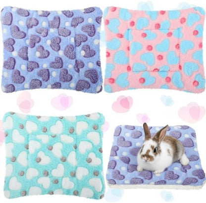 Jetec 3 Pcs Guinea Pig Beds, Fleece Small Animal Mats, Heart, Purple
