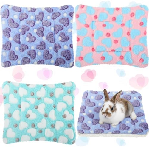 Jetec 3 Pcs Guinea Pig Beds, Fleece Small Animal Mats, Heart, Purple