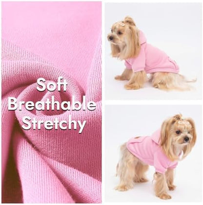 2 Pack Dog Hoodie Warm Hood Dog Sweater Cold Weather Small Dogs Sweatshirt Comfort Pet Clothes for Small Medium Dogs with Pockets Cats Chihuahua Clothes for Male Female Girl Boy Sporty Daily Wear