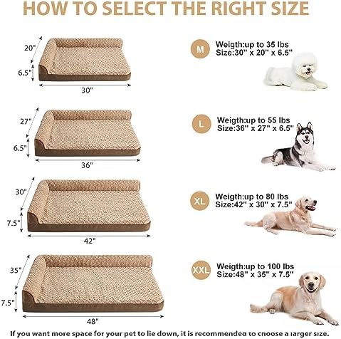 BFPETHOME Orthopedic Washable Dog Bed, Sleeping Couch for Large Senior Dogs