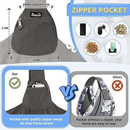 SlowTon Dog Carrier Sling - Thick Padded Shoulder Strap Adjustable, Grey M