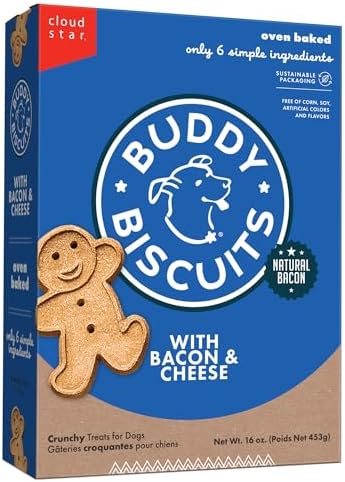 Buddy Biscuits Crunchy Dog Treats, Bacon & Cheese, 16 oz. Box