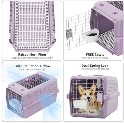 RIZZARI Purple Pet Carrier: Airline Approved Dog Crate Travel Kennel