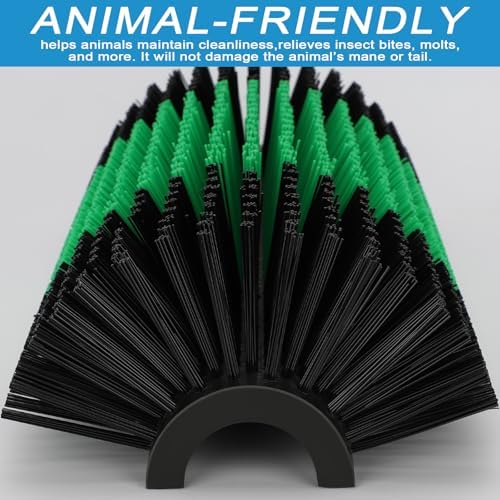 Livestock Scratching Brush with 4 Screws – Cattle and Horse Grooming Brushes, Itch Relief for Horse, Goat, Cattle，Cow,Sheep， and Pig，Animal Back Scratching – Black & Green
