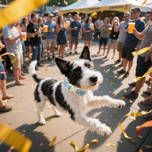 Lionet Paws Summer Dog Collar- Cute Beer Dog Collars with Plastic Buckle,Blue Yellow Light Adjustable Dog Collars for Medium Dogs
