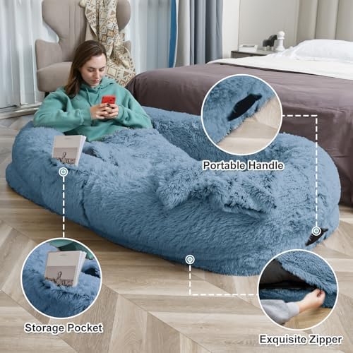 YAEM Human Dog Bed, 71"x45"x12" Calming Human Size Pet Bed for Adult, Navy