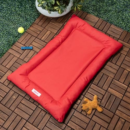 DBD3004A-L Archie 39" x 23" Traditional Oxford Waterproof Indoor/Outdoor Hand-Washable Memory Foam Camping Pet Bed, Strawberry
