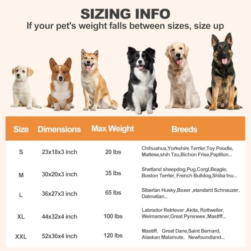 Washable Dog Bed Medium Size Dog,Orthopedic Crate Pads,36x27in Light Khaki