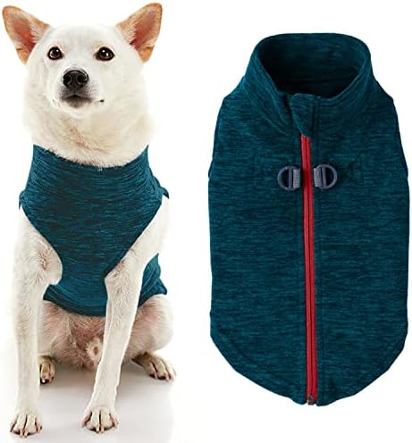 Gooby Zip-Up Fleece Dog Sweater, Turquoise Wash, X-Small